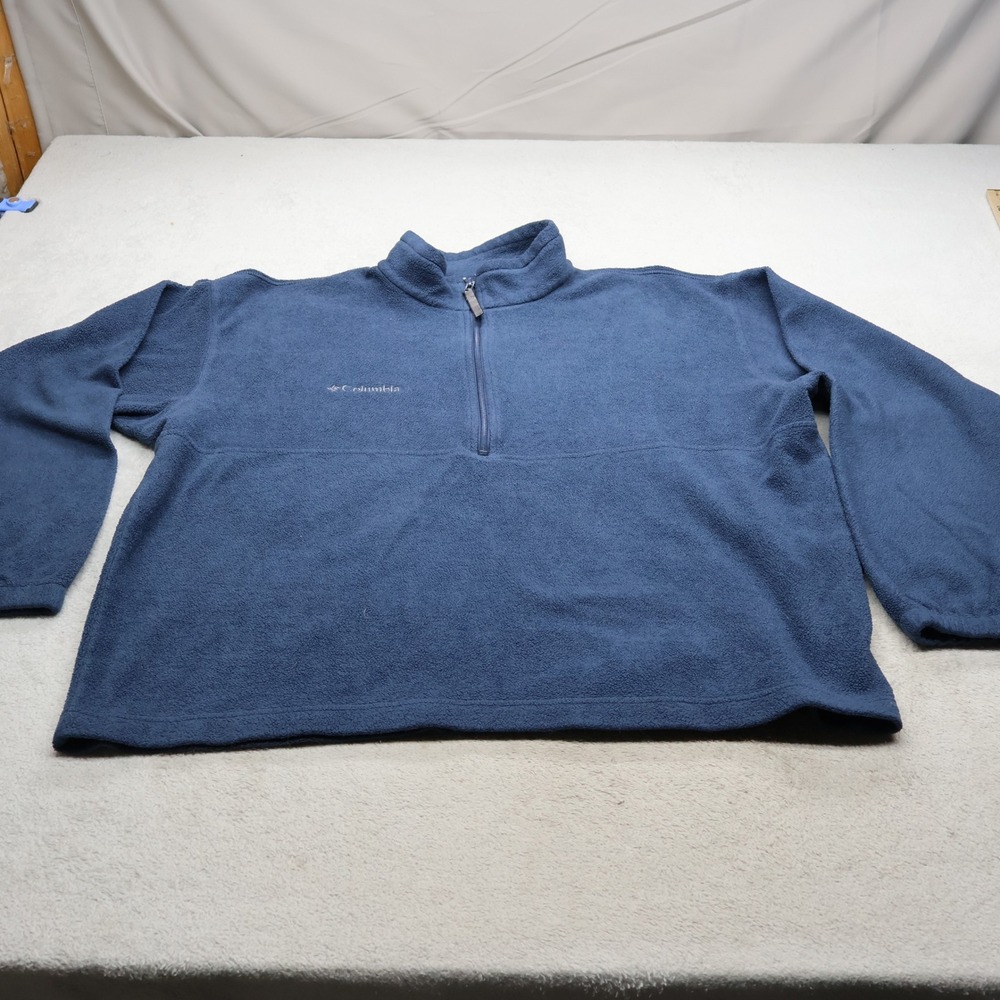 Columbia Sweatshirt Mens XL Blue Fleece 1/4 Zip Steens Mountain Hiking Pullover